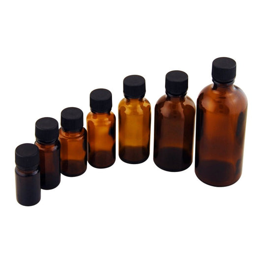 Empty Amber Glass Bottle with Plastic Dropper Insert