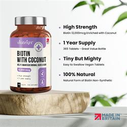 Vitabright Biotin 12000ug - 365 Tablets 365  tablet